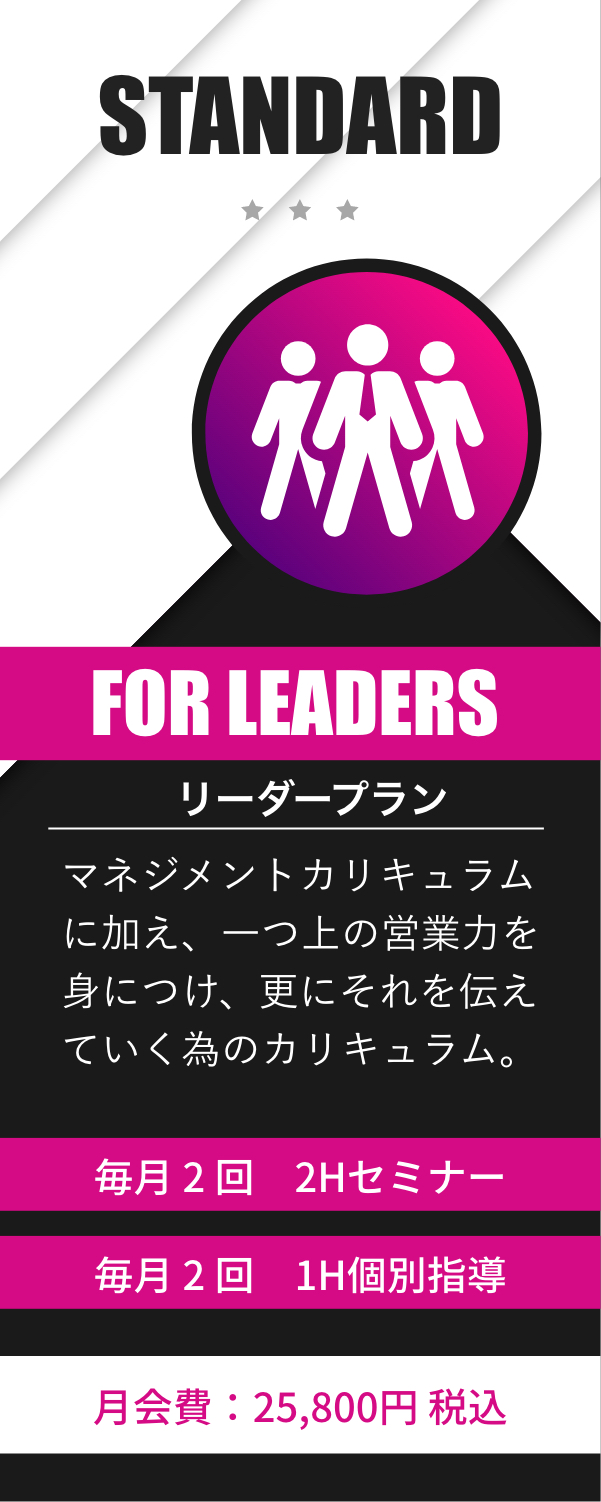 STANDARD FOR LEADERS 2時間6回のコンサルティング 300,000円
